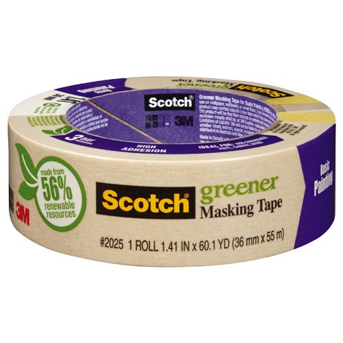 ‎Scotch Greener Masking Tape for Basic Painting 2025-36C 1.41″ × 60.1 yd (36 mm × 55 m) - Benchmark Tooling