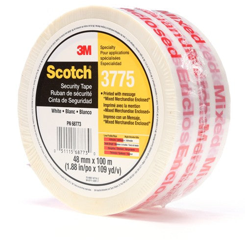 Scotch Printed Message Box Sealing Tape 3775 White 48 mm × 100 m Individually Wrapped - Benchmark Tooling