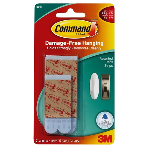 Command Water Resistant Replacement Strips 17615 White - Exact Industrial Supply