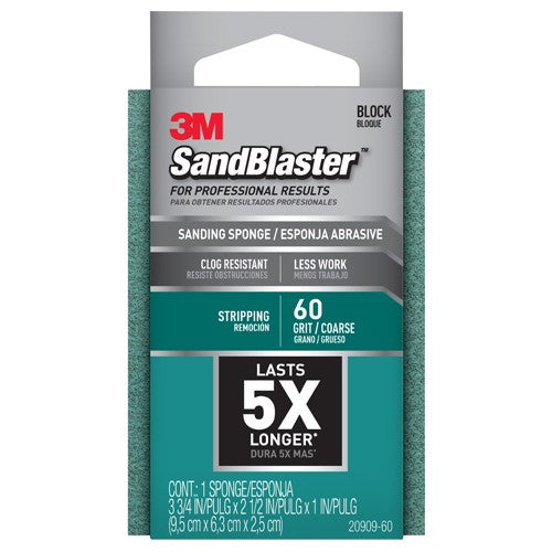 ‎3M SandBlaster Advanced Sanding Sanding Sponge 20909-60 60 grit 3-3/4″ × 2-1/2 × 1″ - Benchmark Tooling