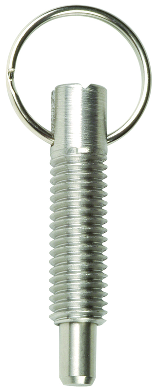 Hand Retractable Spring Plunger with Pull Ring - 1.25 lbs Initial End Force, 5 lbs Final End Force (5/8-11 Thread) - Benchmark Tooling