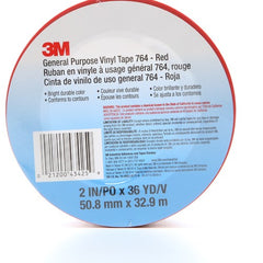 3M General Purpose Vinyl Tape 764 Red 2″ × 36 yd 5 mil Individually Wrapped Conveniently Packaged - Benchmark Tooling