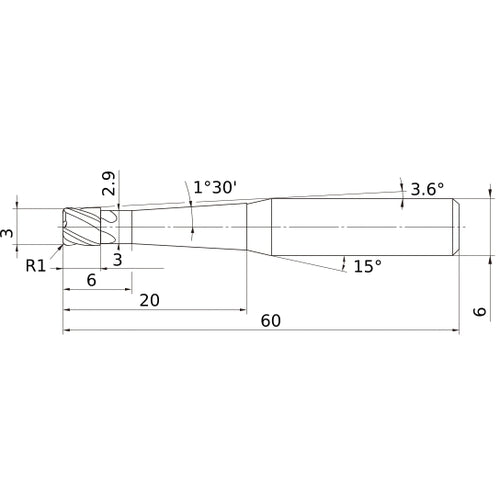 VCPSRBD0300N06L20R10 CARBIDE ENDMIL