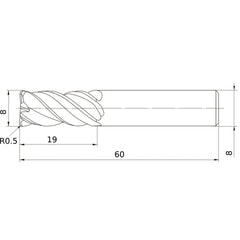 VQMHVRBD0800R050 CARBIDE ENDMILL