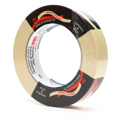 3M General Purpose Masking Tape 203 Beige 24 mm × 55 m 4.7 mil Individually Wrapped Conveniently Packaged - Benchmark Tooling