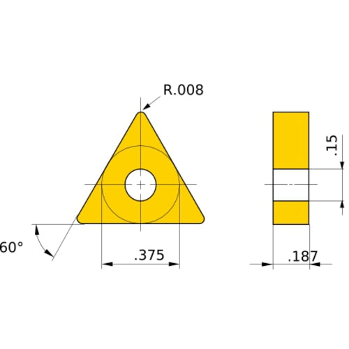 TNGA 330.5 flat_top BC8110, 0.2 mm Corner Radius, 4.76 mm Thick, 9.525 mm Inscribed Circle, Turning Indexable Insert