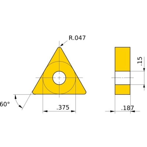 TNGA 333 flat_top BC8110, 1.2 mm Corner Radius, 4.76 mm Thick, 9.525 mm Inscribed Circle, Turning Indexable Insert