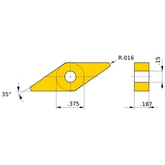 VNGA 331 flat_top BC8120, 1/64″ Corner Radius, 3/16″ Thick, 3/8″ Inscribed Circle, Turning Indexable Insert