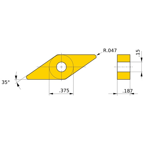VNGA 333 flat_top BC8130, 3/64″ Corner Radius, 3/16″ Thick, 3/8″ Inscribed Circle, Turning Indexable Insert