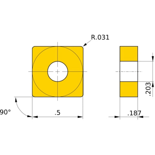 SNGA 432 flat_top MB710, 0.8 mm Corner Radius, 4.76 mm Thick, 12.7 mm Inscribed Circle, Turning Indexable Insert