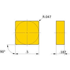 SNGN 433 flat_top MB710, 1.2 mm Corner Radius, 4.76 mm Thick, 12.7 mm Inscribed Circle, Turning Indexable Insert