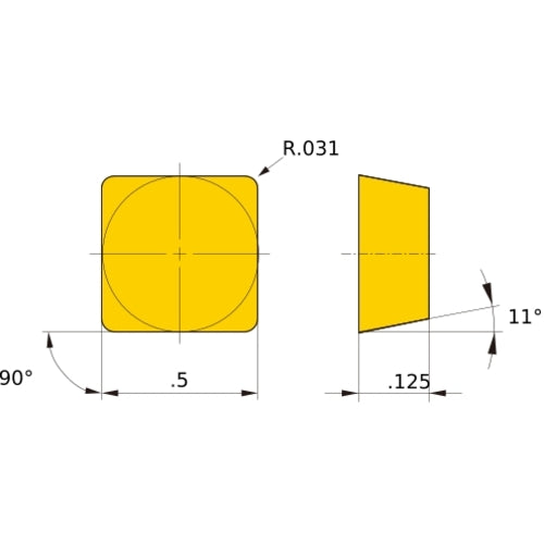 SPG 422 flat_top MB730, 1/32″ Corner Radius, 1/8″ Thick, 1/2″ Inscribed Circle, Turning Indexable Insert