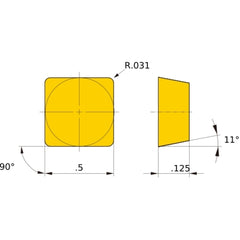 SPG 422 flat_top MB730, 1/32″ Corner Radius, 1/8″ Thick, 1/2″ Inscribed Circle, Turning Indexable Insert