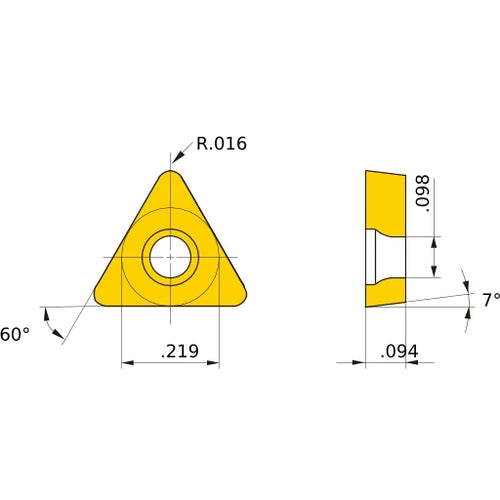 TCMT 1.81.51 standard NX3035, 0.4 mm Corner Radius, 2.38 mm Thick, 5.56 mm Inscribed Circle, Turning Indexable Insert