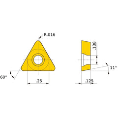 TPGX 221 flat_top MB810, 0.4 mm Corner Radius, 3.18 mm Thick, 6.35 mm Inscribed Circle, Turning Indexable Insert