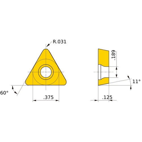 TPGX 322 flat_top MB710, 0.8 mm Corner Radius, 3.18 mm Thick, 9.525 mm Inscribed Circle, Turning Indexable Insert