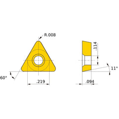 TPMH 1.81.50.5 SV NX3035, 0.2 mm Corner Radius, 2.38 mm Thick, 5.56 mm Inscribed Circle, Turning Indexable Insert