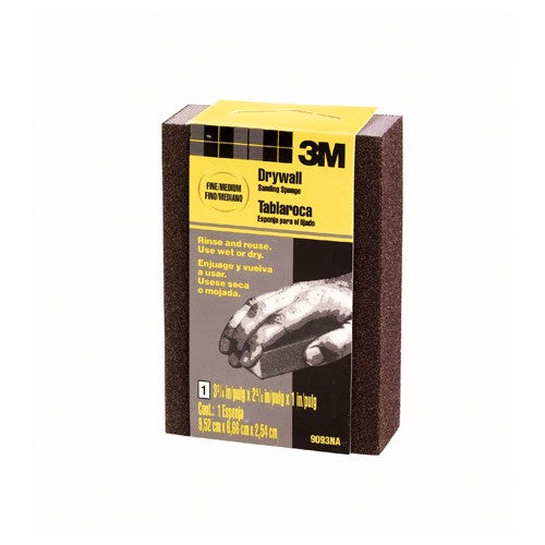 3M Drywall Sanding Sponge 9093DC Dual Grit Block 3 3/4″ × 2 5/8″ × 1″ Fine/Medium - Benchmark Tooling