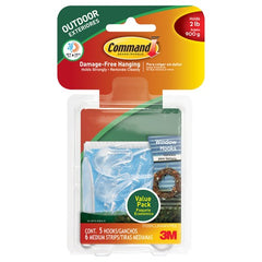 Command Outdoor Medium Clear Window Hooks with Clear Strips Value Pack 17091CLAWVPESB - Exact Industrial Supply