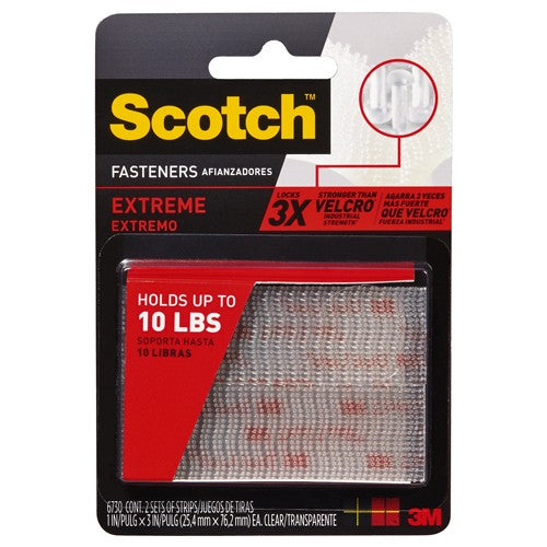 Scotch Extreme Fasteners RF6730 1″ × 3″ (25 4 mm × 76 2 mm) 2 Sets of Strips Clear - Benchmark Tooling