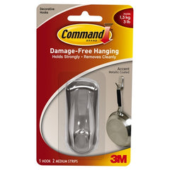 Command Accent Hook 17071BN-ES Medium Brushed Nickel 1 Medium Hook 2 Medium Strips - Exact Industrial Supply