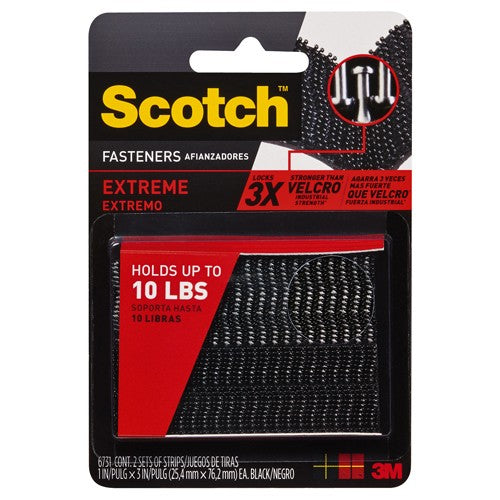 Scotch Extreme Fasteners RF6731 1″ × 3″ (25 4 mm × 76 2 mm) 2 Sets of Strips Black - Benchmark Tooling