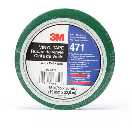 3M Vinyl Tape 471 Green 3/4″ × 36 yd 5.2 mil Individually Wrapped Conveniently Packaged - Benchmark Tooling