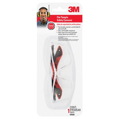 3M Flat Temple Safety Eyewear 47010-WV12 Black/Red Frame Clear/Scratch Resistant Lens - Benchmark Tooling