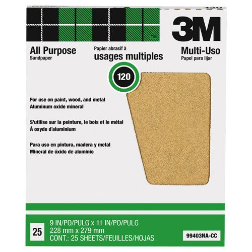 3M Pro-Pak Aluminum Oxide Sheets for Paint and Rust Removal 9″ × 11″ 120 grit Open Stock - Benchmark Tooling