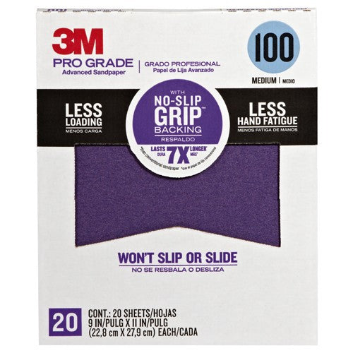 ‎3M Pro Grade Precision Faster Sanding Sanding Sheets 100 grit Medium 27100TRI-20 9″ × 11″ - Benchmark Tooling