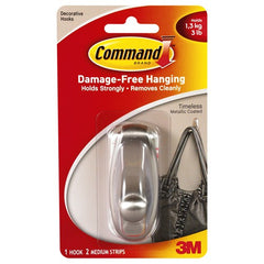 Command Timeless Hook Medium Brushed Nickel 17061BN-ES - Exact Industrial Supply