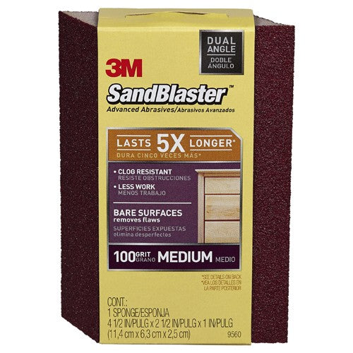 ‎3M SandBlaster EDGE DETAILING Sanding Sponge 9560 100 grit 4-1/2″ × 2-1/2 × 1″ 1/pk - Benchmark Tooling